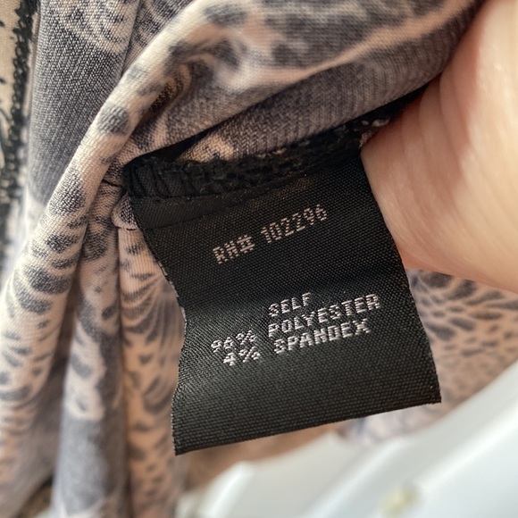 Connected 8 tan black lace dress Faux wrap cinched waist slimming split - Picture 8 of 11